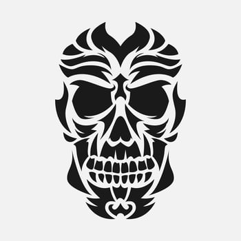 skull head tattoo. black and white. vector illustration.