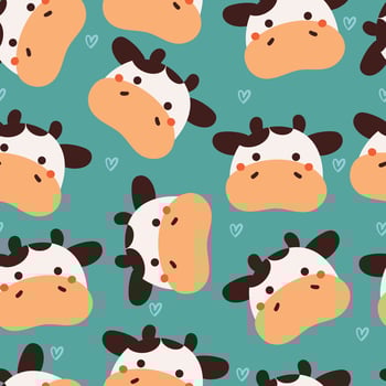 seamless pattern cartoon cow. cute animal wallpaper for textile, gift wrap paper vector