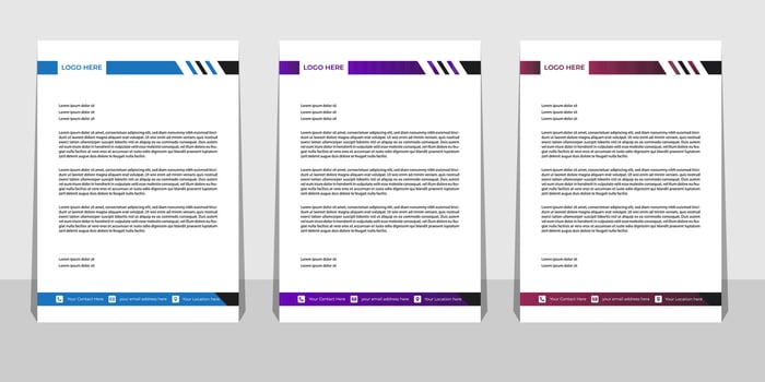 Letterhead Template Set with Wave Design Pro Vector
