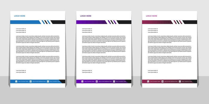 Letterhead Template Set with Wave Design Pro Vector
