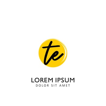 TE Initial Handwriting Circle Brush Template Design vector