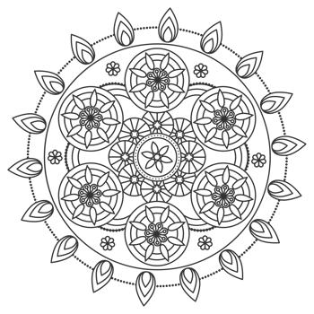 Mandala outline pattern. Indian geometric art graphic. Isolated coloring book. png