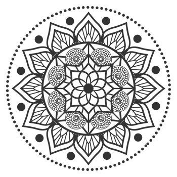 Mandala ornament outline pattern. Indian geometric art graphic. Isolated png