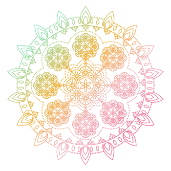 Soft gradient mandala ornament outline pattern. Indian geometric art graphic. Isolated coloring book. png