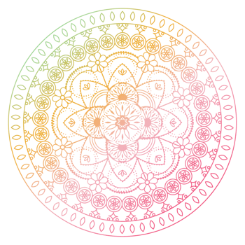 Soft gradient mandala ornament outline pattern. Indian geometric art graphic. Isolated coloring book. png