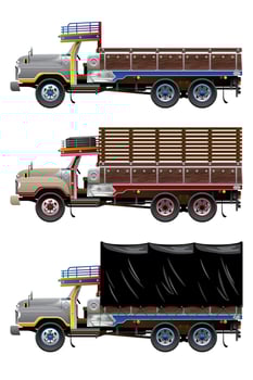 Set of Vintage Lorry Truck. vector