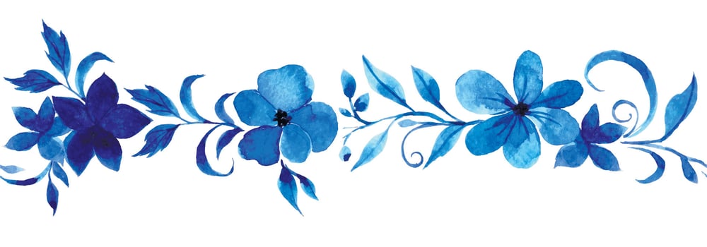 Watercolor drawing, blue ornament of flowers and leaves, Gzhel. abstract flowers vector