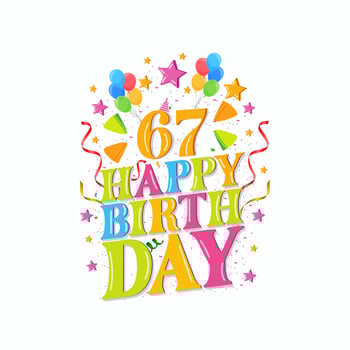 67 years happy birthday logo with balloons, vector illustration 57th Birthday Celebration design