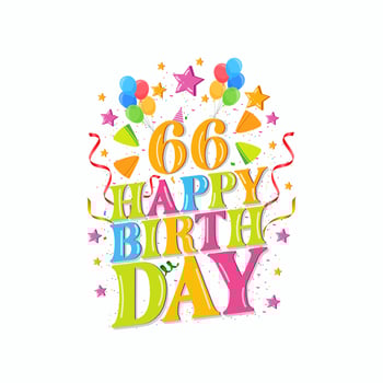66 years happy birthday logo with balloons, vector illustration 66th Birthday Celebration design