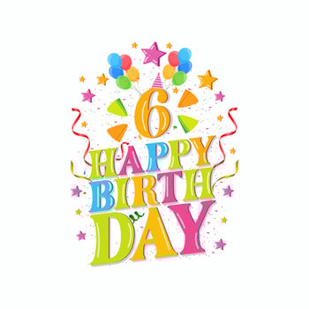 6th happy birthday logo with balloons, vector illustration design for birthday celebration, greeting card and invitation card.