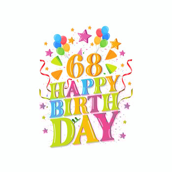 68 years happy birthday logo with balloons, vector illustration 68th Birthday Celebration design