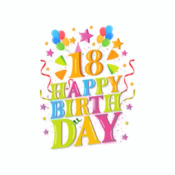 18th happy birthday logo with balloons, vector illustration design for birthday celebration, greeting card and invitation card.