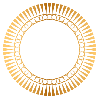 Golden circle frame with gold award ribbon icon png