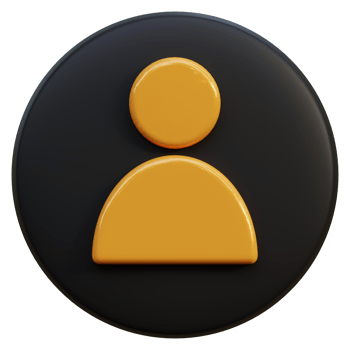 Yellow Account and user icon on black circle 3d rendering. png