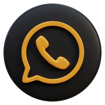 Yellow telephone and bubble icon on black circle 3d rendering. png