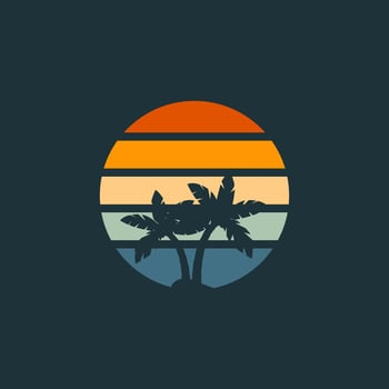 Retro Sunset Logo Element Vector Template . Sunset Logo Element . Travel Logo