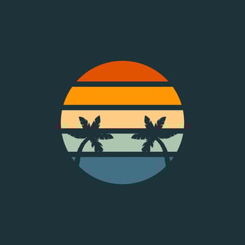 Retro Sunset Logo Element Vector Template . Sunset Logo Element . Travel Logo