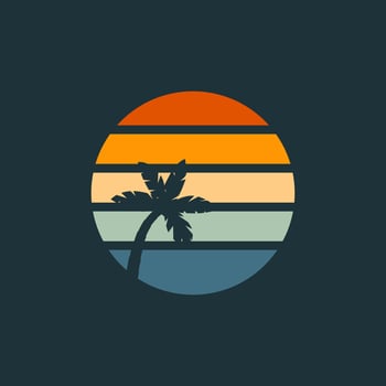 Retro Sunset Logo Element Vector Template . Sunset Logo Element . Travel Logo