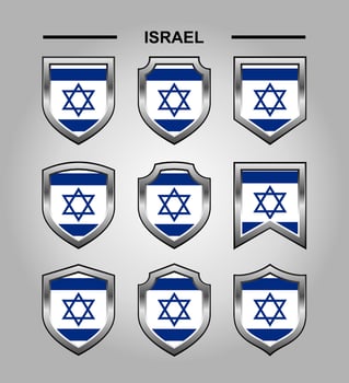 Israel National Emblems Flag with Luxury Shield vector