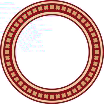 Vector red - black colored round ornament of ancient Greece. Classic pattern frame border Roman Empire