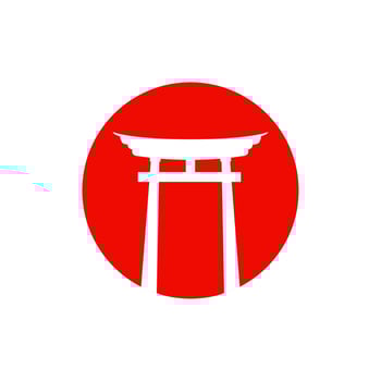 historical torii gate japanese logo. sunset torii gate icon logo vector illustration. japanese history monument