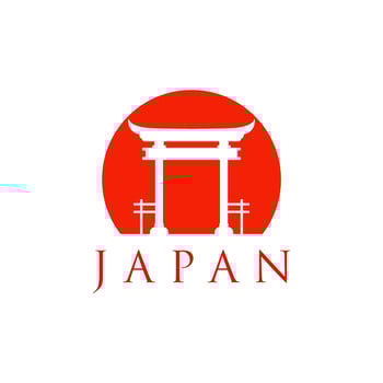 historical torii gate japanese logo. sunset torii gate icon logo vector illustration. japanese history monument