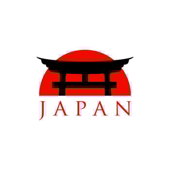 historical torii gate japanese logo. sunset torii gate icon logo vector illustration. japanese history monument