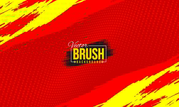 Red and yellow background with brush and halftone vector