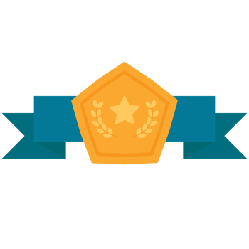 Pentagon Star Ribbon Achievement Badge 2D Color Illustrations png