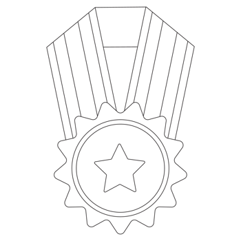 Sun Star Medal Achievement Badge 2D Outline Illustrations png
