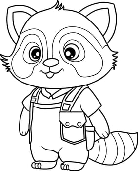 Raccoon cartoon line art for coloring book page vector