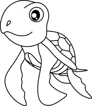 Turtle cartoon line art for coloring book page vector