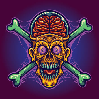 Brain Zombie Horror Illustration vector