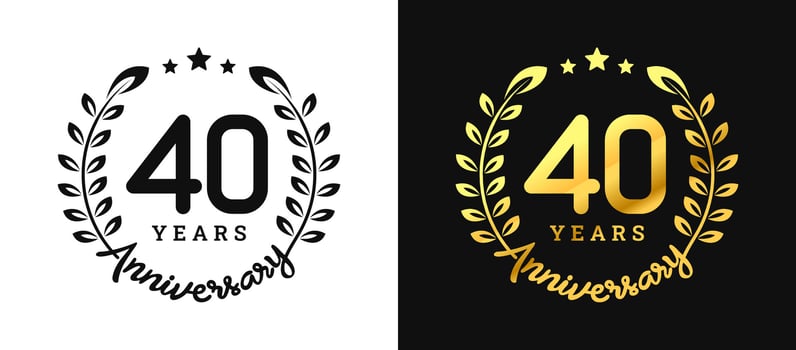 Anniversary 40 gold numbers. Minimalist design template, modern, elegant celebrating anniversary event. label, vector, sign, illustration, banner, symbol, icon, design, sticker, tag, badge, element vector