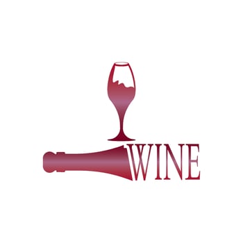 Wine bottle and glass logo vector