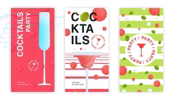 cocktail party flyer, invitation templates set. vector