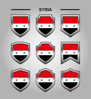 Syria National Emblems Flag with Luxury Shield vector