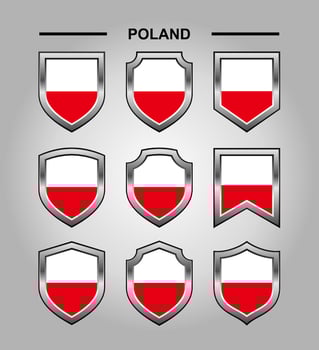 Poland National Emblems Flag with Luxury Shield vector