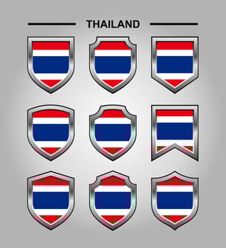Thailand National Emblems Flag with Luxury Shield vector