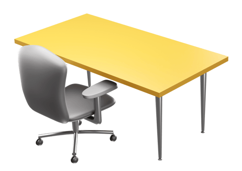 3D rendering of desk with office chair, Personal work desk with comfort chair png