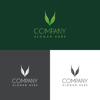 v letter with leaf creative logo design vector stock illustration
