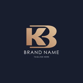 letter K B logo simple monogram initial creative lines ldesign luxury golden style vector