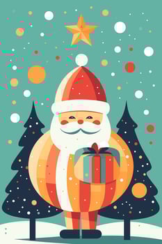 Christmas Winter Wonderland Flat Vector Greeting Card Illustration