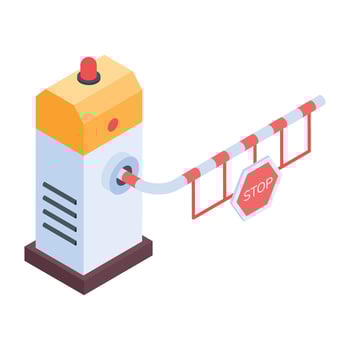 An isometric illustration of an automatic barrier vector