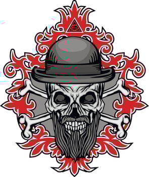 Gothic sign with skull, grunge vintage design t shirts vector