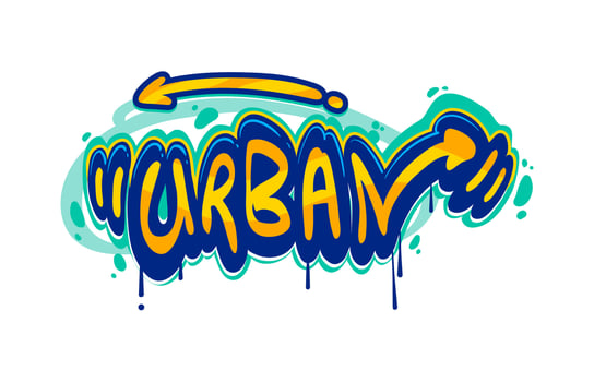 Urban word graffiti in street art paint airbrush vector