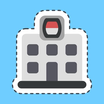 Sticker line cut election commission building. Indonesian general election elements. Good for prints, posters, infographics, etc. vector