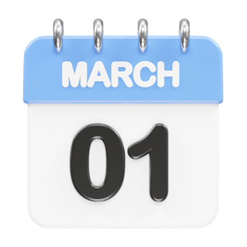 March month calendar icon 3d rendering illustration png