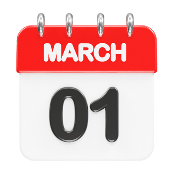 March month calendar icon 3d rendering illustration png