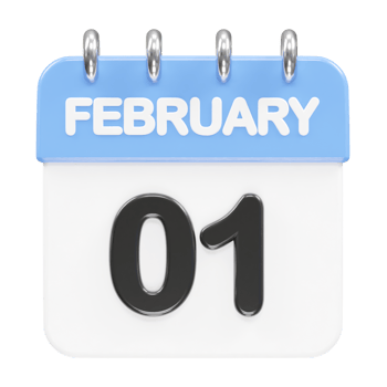 February month calendar icon 3d rendering illustration png